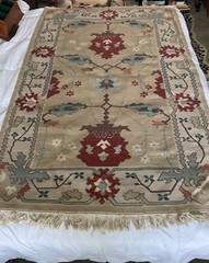 Handmade hand-woven flat woven kilim rug Oushak design wool area rug 47”x 72”