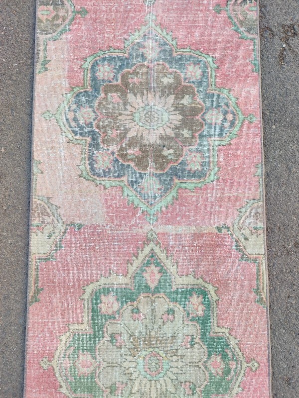 2x22 ft extra long runner rug stair hallway, Long runner Turkish Oushak vintage gallery