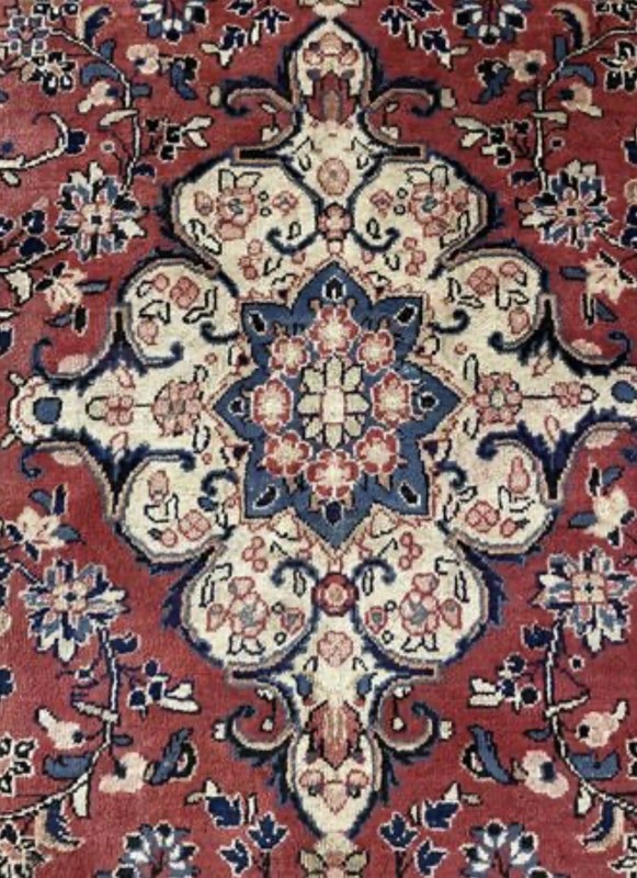 Vintage Original Area Rug Oriental Red Knotted Wool MAHAL Antique Rust 10 X 14f gallery