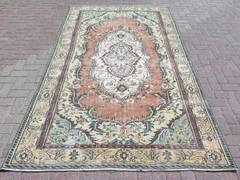 Vintage Anatolia Floor Carpet, Distressed Wool Rug, Handmade Large Rugs 65″x110″