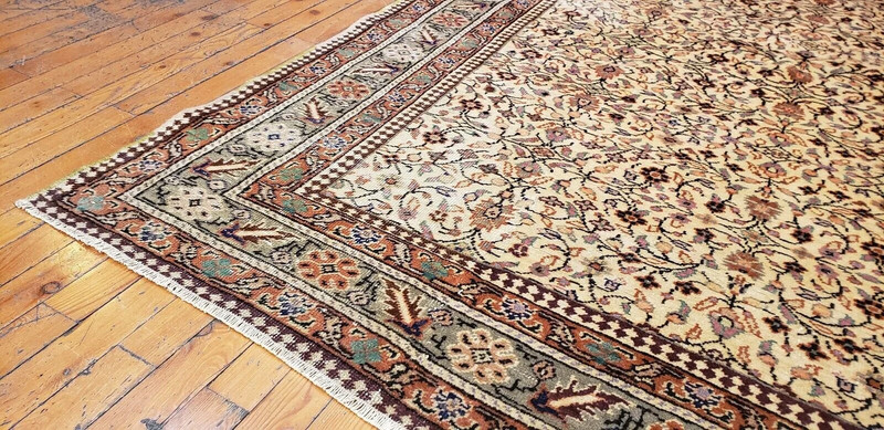 Exquisite Cr1930-1939s Antique Wool Pile Floral Patterned Bunyan Rug 5x7ft gallery
