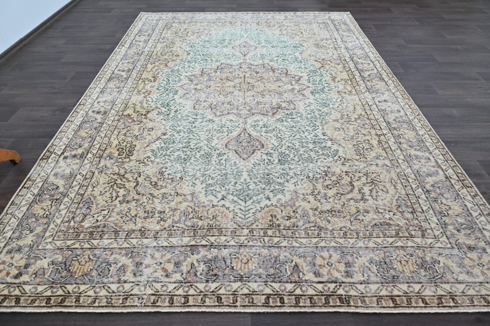 Oushak Turkish Vintage Rug 7x10 Kilim Rug Anatolian Handmade Boho Decor RAINBOW