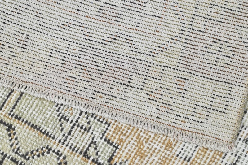 Vintage Turkish Runner Rug 3x7ft Wool Anatolian Handmade Hallway Oushak BEIGE gallery