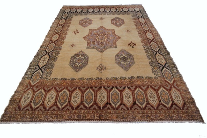 9x12 Magnificent Vintage Handmade Beige Area Rug Ikat Design Neutral Earth Tones gallery