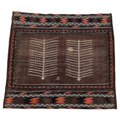 Handmade Antique Afghan Baluch Kilim Rug 3.5′ x 3.9′ (106cm x 120cm), 1900s – 1N