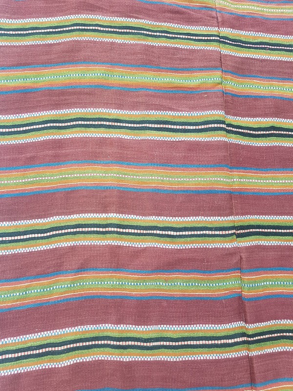 Vintage Traditional Handmade Moroccan Striped Wool Brown Kilim 5.10x4.6ft gallery