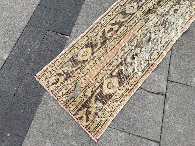 Vintage Oushak Runner Rug 1.5x10.7 ft Skinny Turkish Hallway Rug gallery