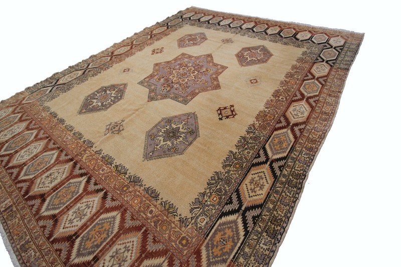 9x12 Magnificent Vintage Handmade Beige Area Rug Ikat Design Neutral Earth Tones gallery