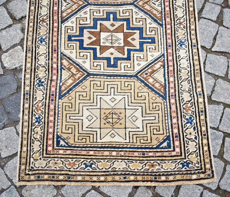 Antique Caucasian Rug 32'' x 92'' Muted Dye Hand Knotted Terrific Hallway Rug gallery