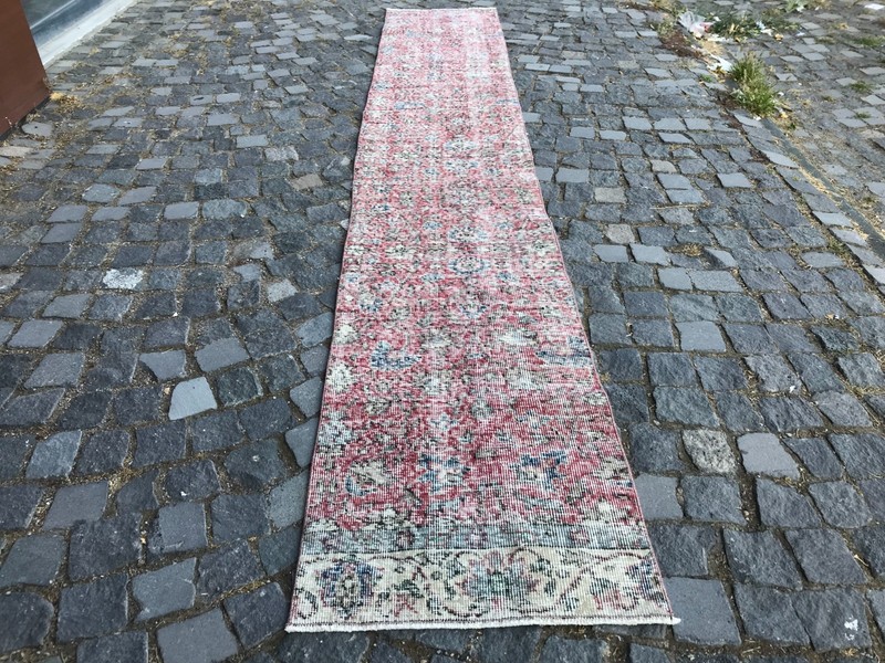 Bohemian Runner Rug, Turkish Vintage Rug, Handmade Wool Rug, 1,9 x 11, ft gallery