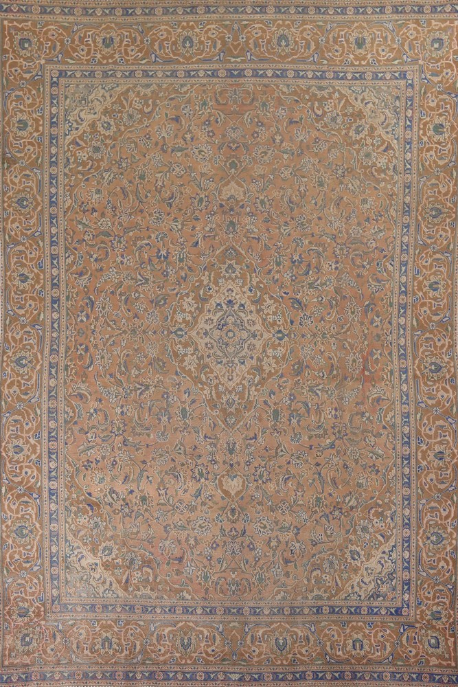 Traditional Orange Area Rug 9x12 Hand-knotted Wool Vintage Floral Carpet