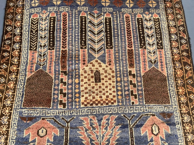 Vintage Gorgeous Natural Vegetable Dye Nomadic Maldari Prayer Rug gallery