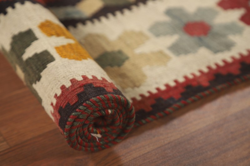 Vegetable Dye Kilim Geometric Tribal Area Rug 5x8 Vintage Red/ Ivory Carpet gallery