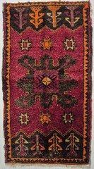 Vintage Anatolian Mini Rug, Handwoven Wool Small Carpet, Decorative Accent Rug