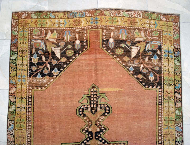 Vintage Turkish Oushak Hand-woven Wool Area Rug 4'5" x 9'5" 1960s Low Pile RARE gallery