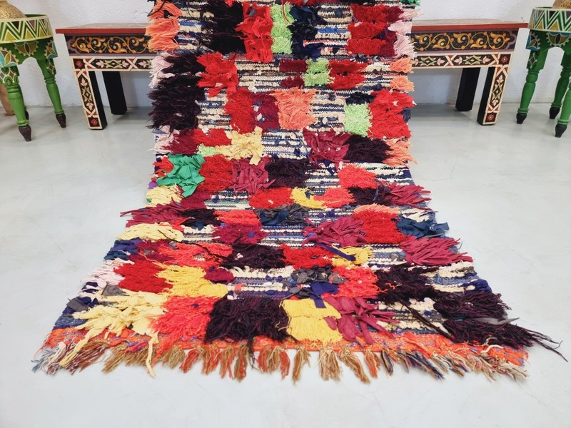 Moroccan Handmade Vintage Rug 2'6x5'4 Berber Checkered Red & Black Cotton Carpet gallery