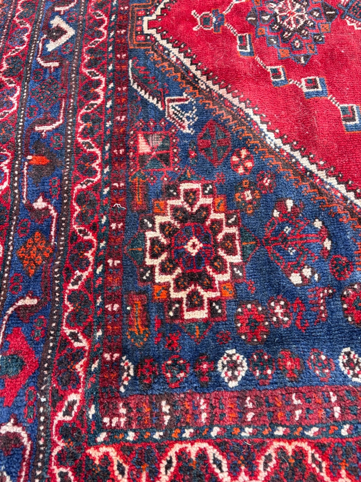 RED RUG 8x10 VINTAGE HANDMADE WOOL large, fine gallery