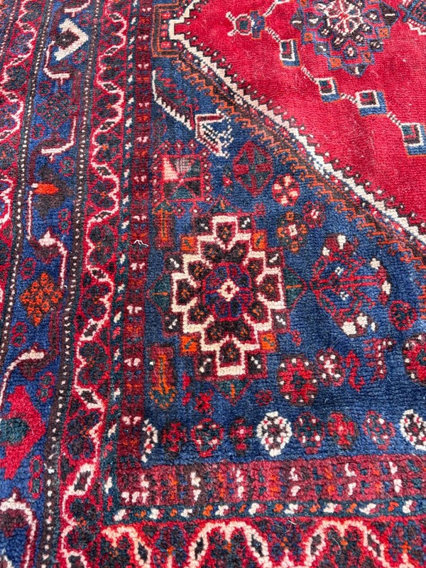RED RUG 8x10 VINTAGE HANDMADE WOOL large, fine gallery