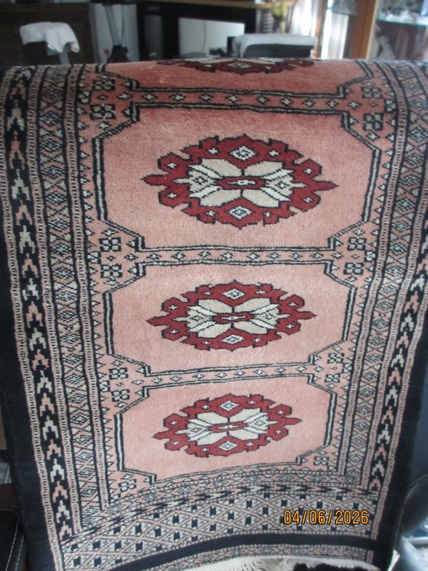 RARE HAND KNOTTED VINTAGE PAKISTANI BOUKHARA WOOL AREA RUG 36 X 19 gallery