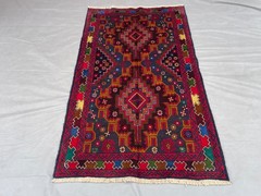 3’1×5’1 ft Vintage Afghan Baluchi Hand Knotted Wool Gold Floral Medallion Rug
