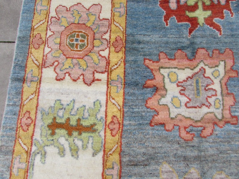 Vintage Traditional Hand Made Turkish Oushak Oriental Wool Blue Carpet 432x332cm gallery