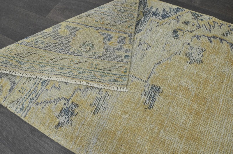Vintage Turkish Runner Rug 2x11ft Wool Anatolian Handmade Hallway Oushak YELLOW gallery