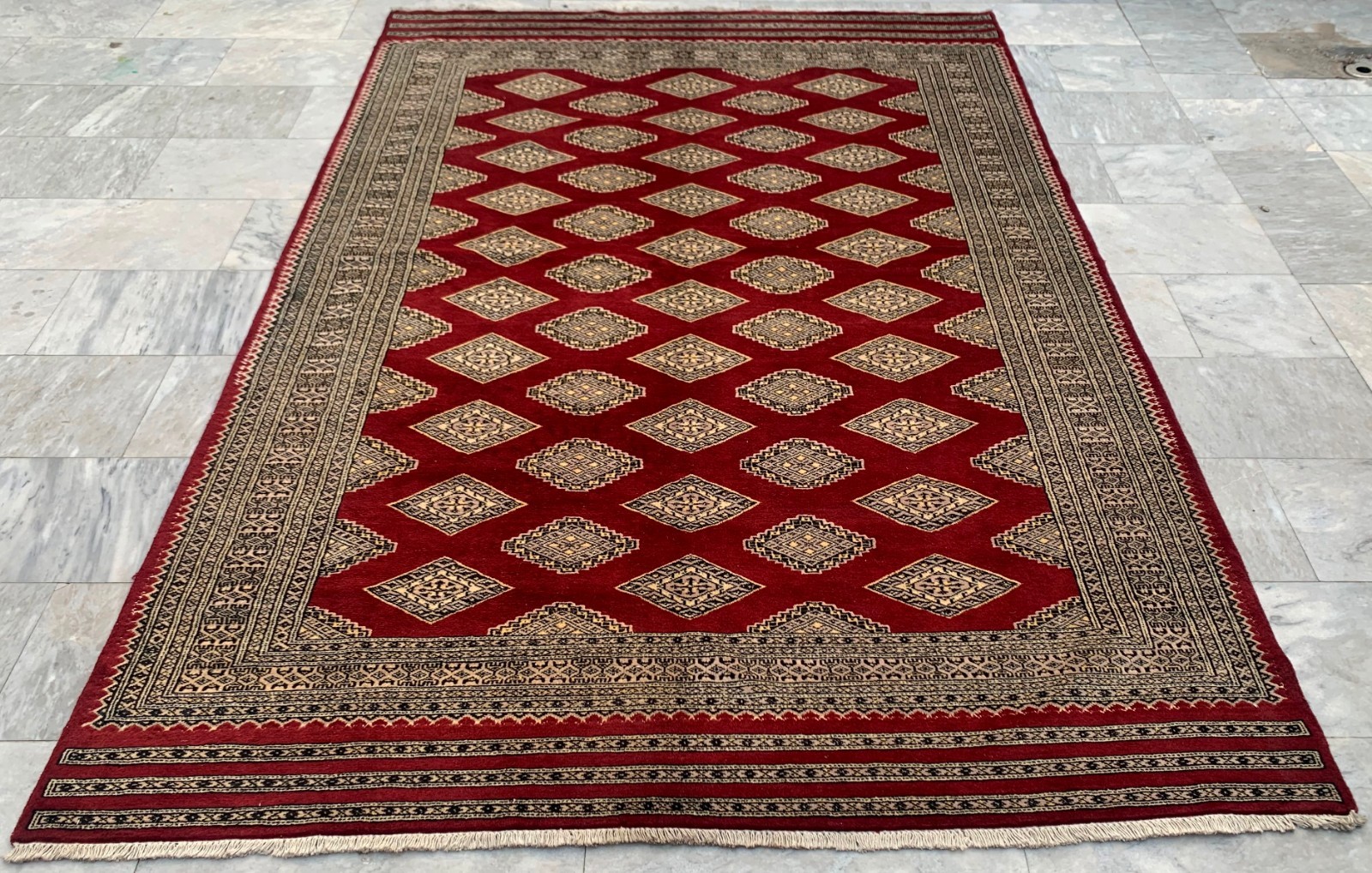 Vintage Afghan Rug, Jaldar Bokhara Rug, Traditional Area Carpet (6x9 ft.) gallery