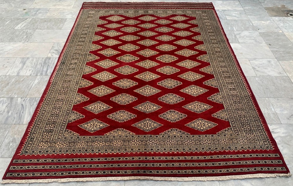 Vintage Afghan Rug, Jaldar Bokhara Rug, Traditional Area Carpet (6x9 ft.)