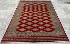 Vintage Afghan Rug, Jaldar Bokhara Rug, Traditional Area Carpet (6×9 ft.)