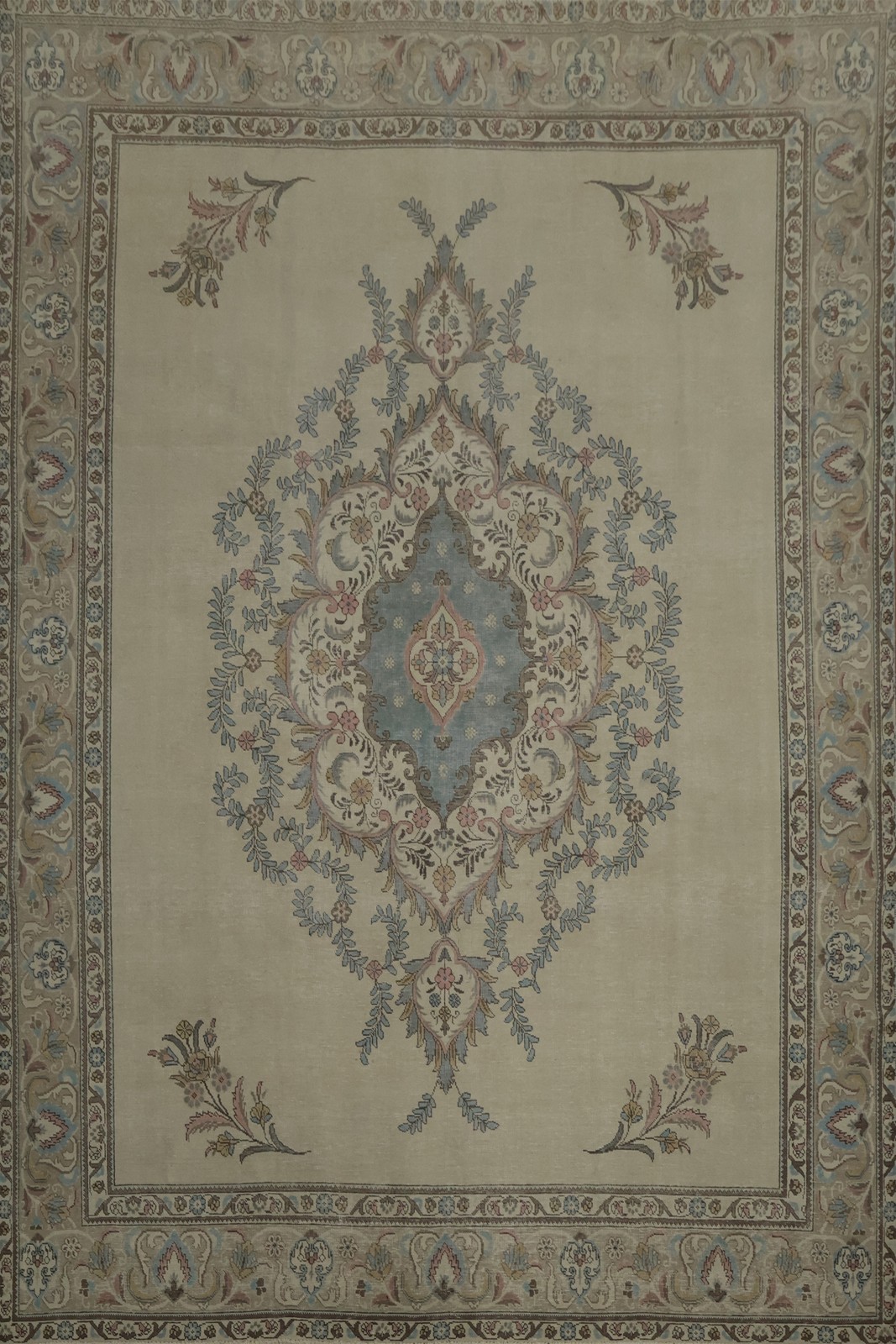 Elegant Medallion Handmade Area Rug 10x12 in Soft Neutral Tones Room Size Carpet gallery