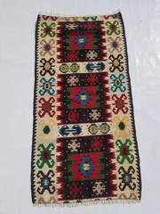Vintage Traditional Handmade Turkish Anatolian Wool Multi Kilim Rug 4.4×2.3ft
