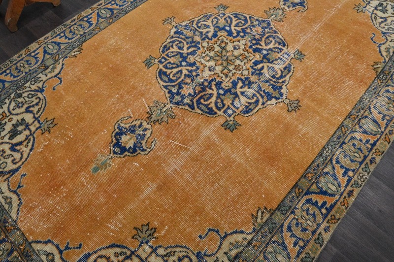 Oushak Turkish Vintage Rug 5x8 Kilim Rug Anatolian Handmade Boho Decor ORANGE gallery