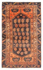 Vintage 3’9″ x 6’9″ Traditional Hand Knotted Vegetable Dye Wool Area Rug