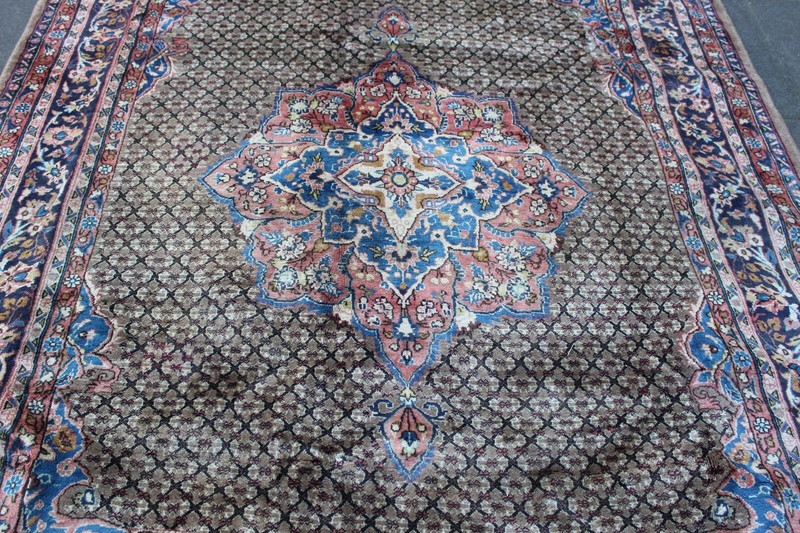 Vintage Hand Made Traditional Wool Faded Brown Pink Beige Carpet 297x210cm gallery