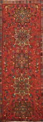 Red 9 ft Runner Rug 3×9 Geometric Wool Hand-knotted Geometric Tribal Carpet
