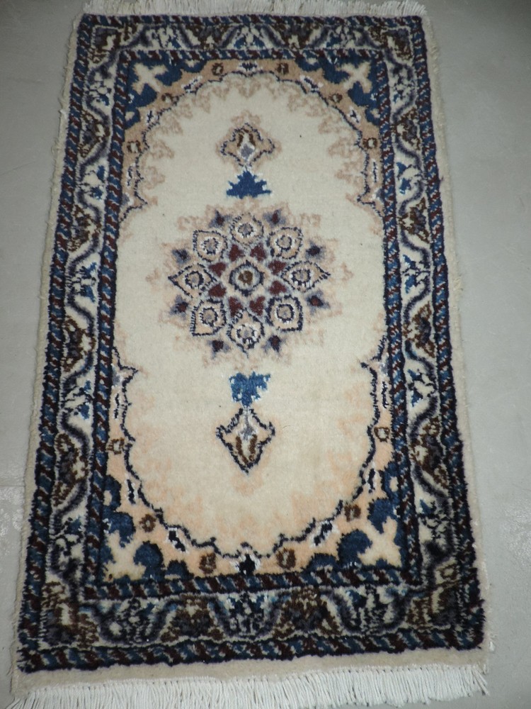 Handmade Nain Wool and Silk Rug