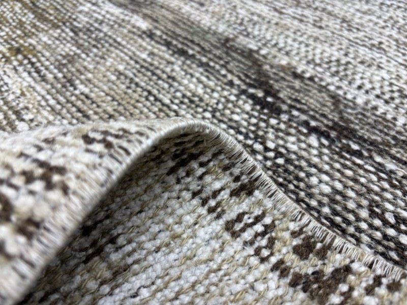 3x9 Beige Brown Vintage Turkish Oushak Hallway Runner, Hand-Knotted Wool Rug gallery