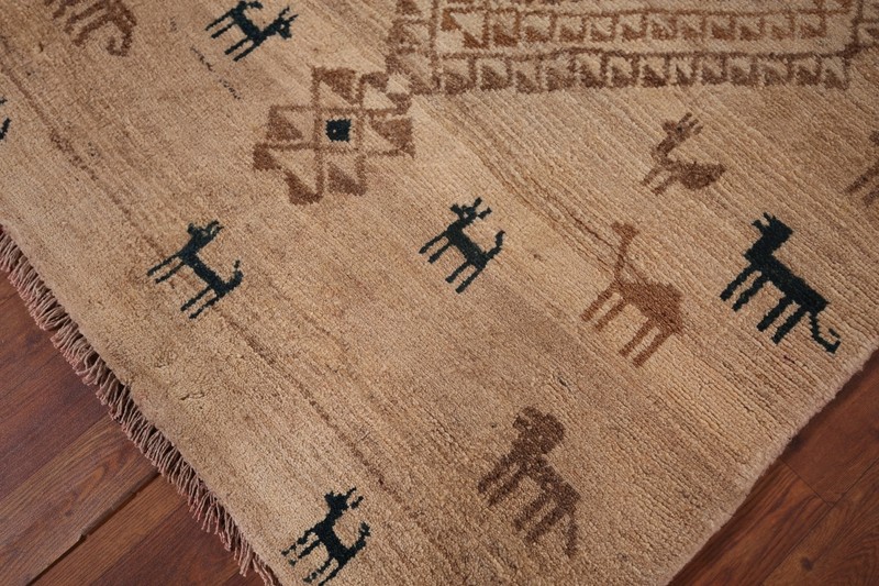Little Animal Design Tribal Wool Gabbeh Light Brown Handmade Rug Area Carpet 4x7 gallery