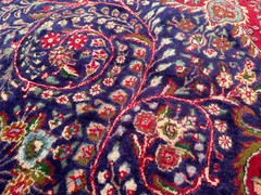 BLUE VINTAGE ORIENTAL RUG 10×13 ANTIQUE HAND-KNOTTED purple navy handmade 10×14