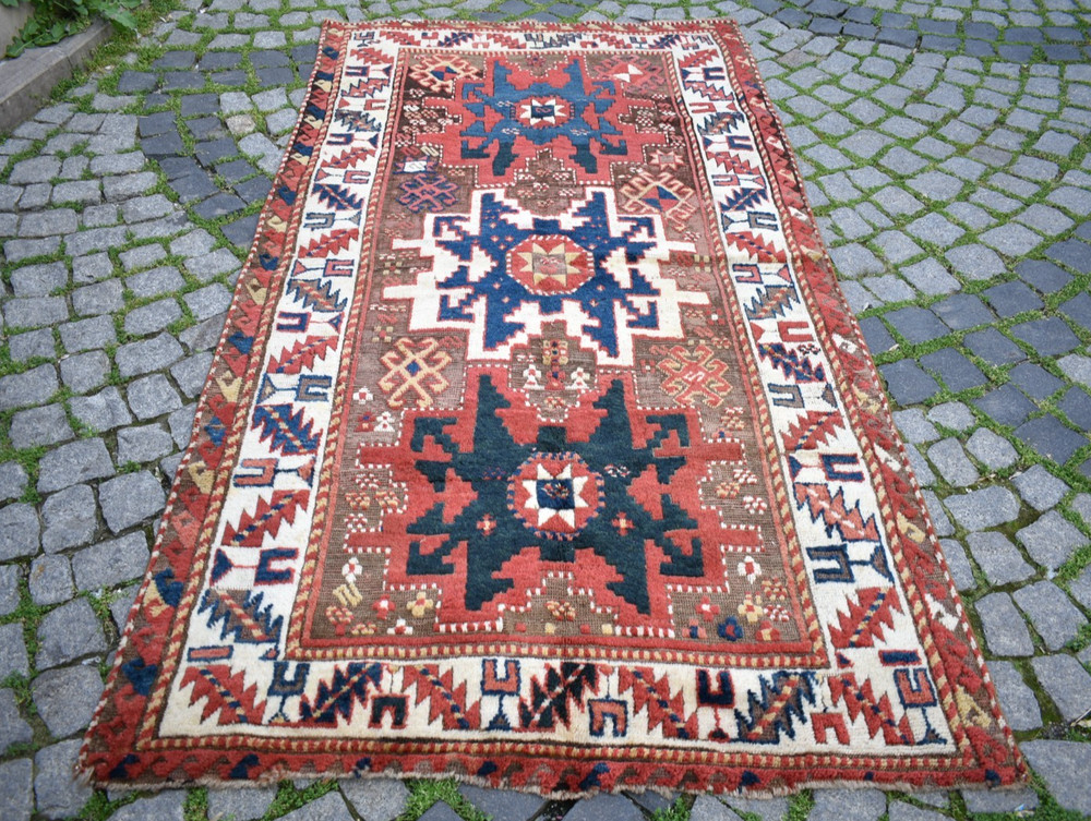 Antique Caucasian Rug 49'' x 92'' Collector's Item Great Color Kazak Wool Rug