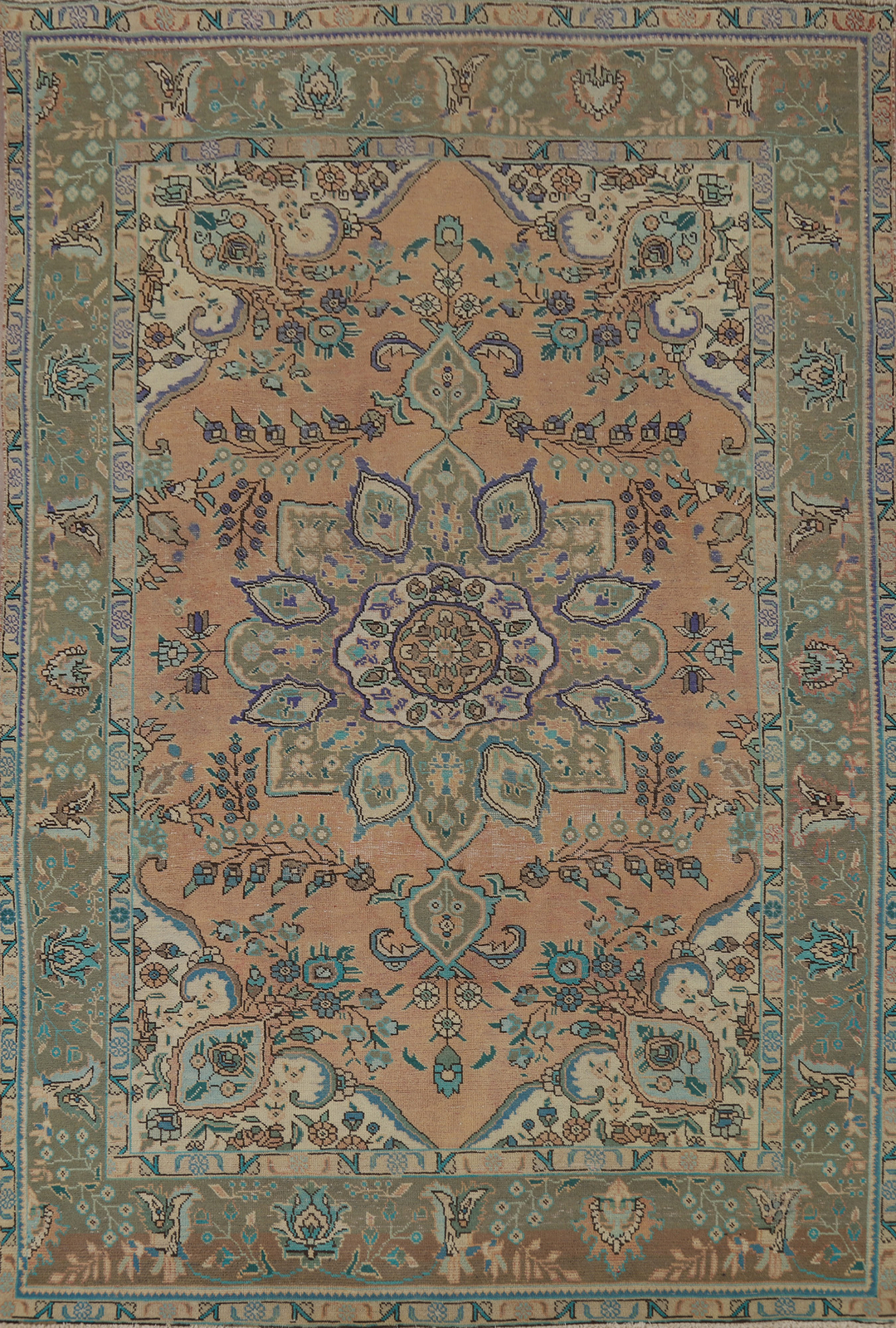 Vintage Wool Tebriz Traditional Distressed Handmade Rug 6x10 for Living Room gallery