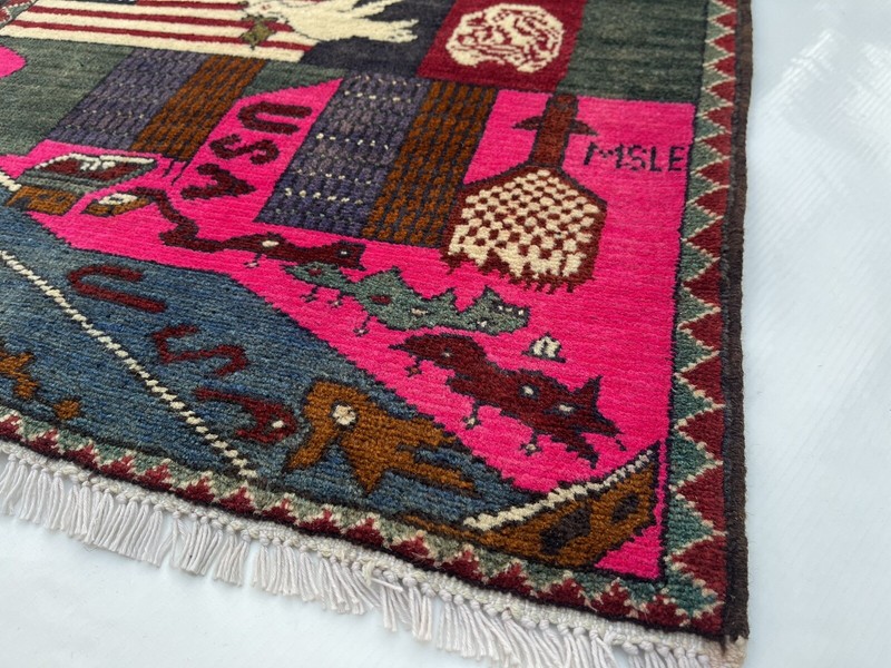 75x59cm Handmade rug 9/11 twin towers War Rug Afghan War Rug Handicrafts #264 gallery
