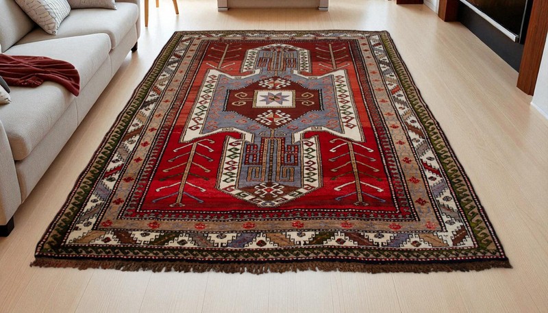 PRISTINE Unused 6'2"x8'4" Turkish Area Rug | 1960s Hand-Knotted Wool Caucasian gallery