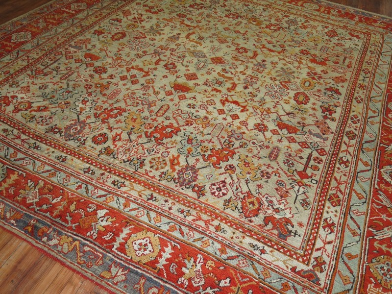 Antique Turkish Angora Oushak Ushak Rug 10'1''x11'1'' gallery