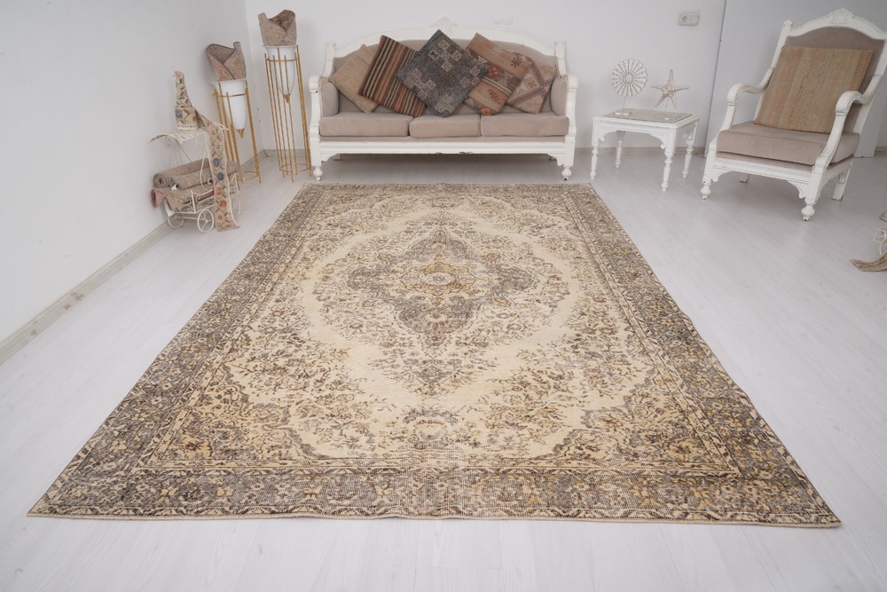 7x10 Area Rug Large Turkish Carpet Oushak Oversize Vintage Rug Antique Rug 574