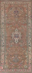 Vintage Brown Traditional Runner Rug 3×9 Hand-knotted Wool Floral Hallway Carpet