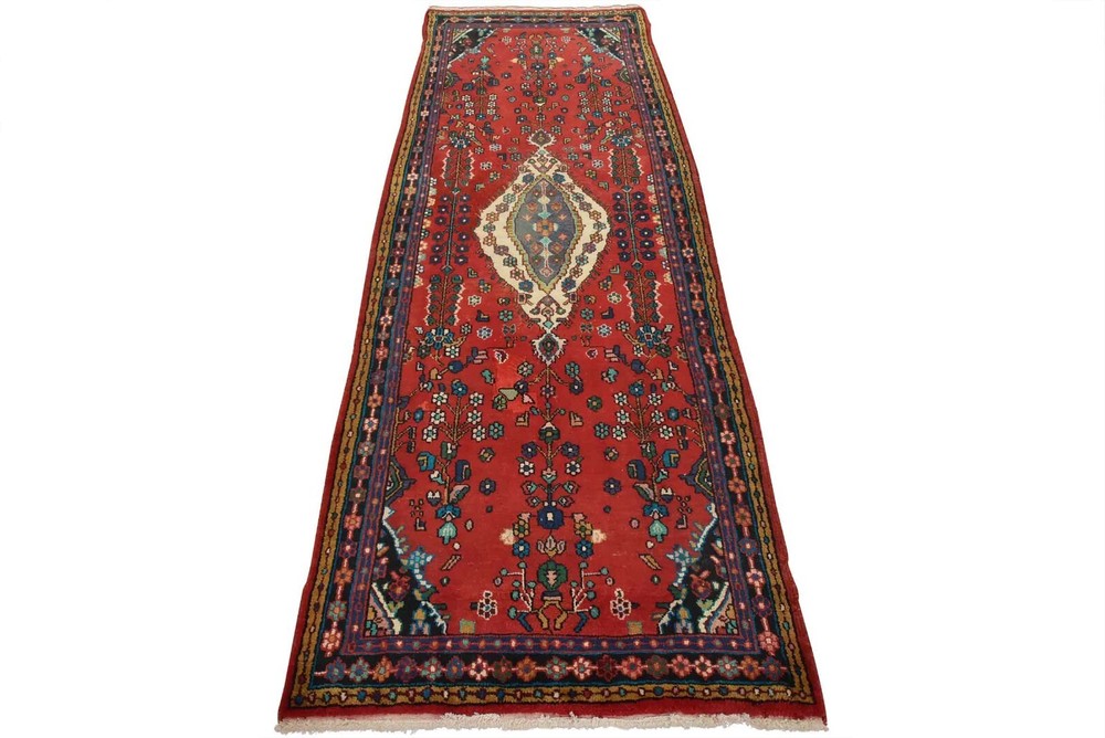 Vintage Tribal Runner 3’10” x 9’9” Red Wool Hand-Knotted Oriental Rug