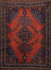 Vegetable Dye Rust Traditional Style Geometric Rug 5×6 ft Hand-knotted Wool