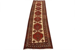 Vintage Tribal Runner 3’8” x 12’9” Beige Wool Hand-Knotted Oriental Rug