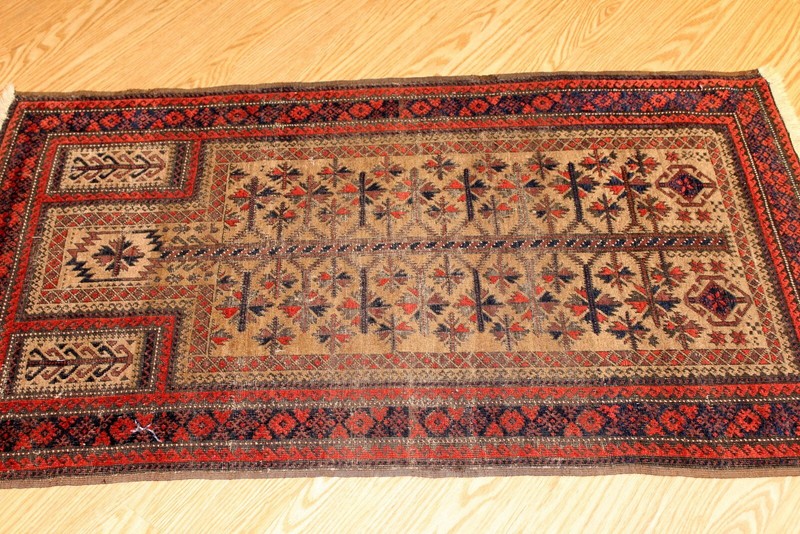 _ANTIQUE_BLEUCH_RUG_3' x 5' Tribal 19th Century Afghan Prayer Rug 2'9" x 4'9" gallery
